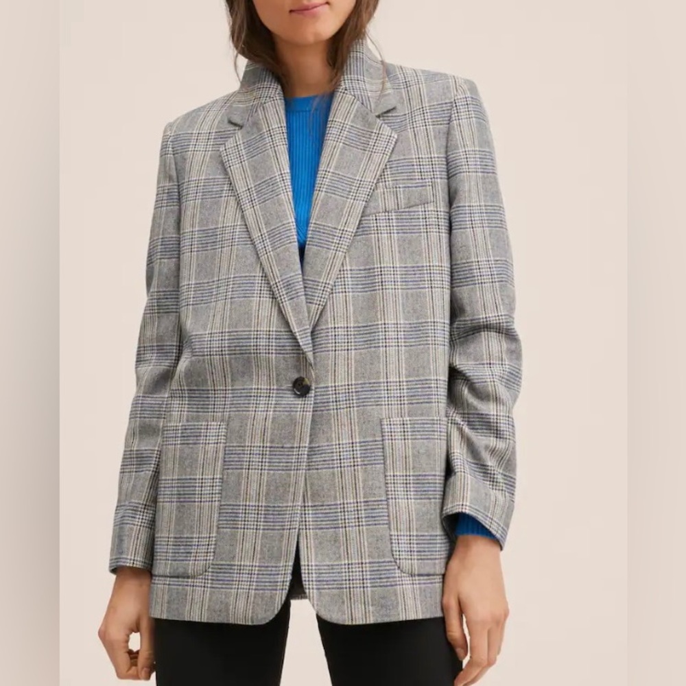 Check wool blazer. Size XL. Perfect condition. Worn once.